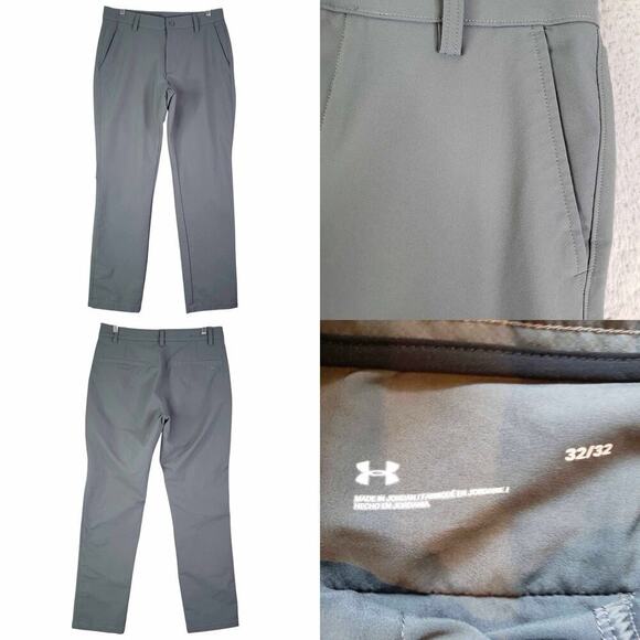 Under Armour UA Golf Pants Mens Size 32x32 Gray Straight Flat Front Performance - Picture 1 of 9